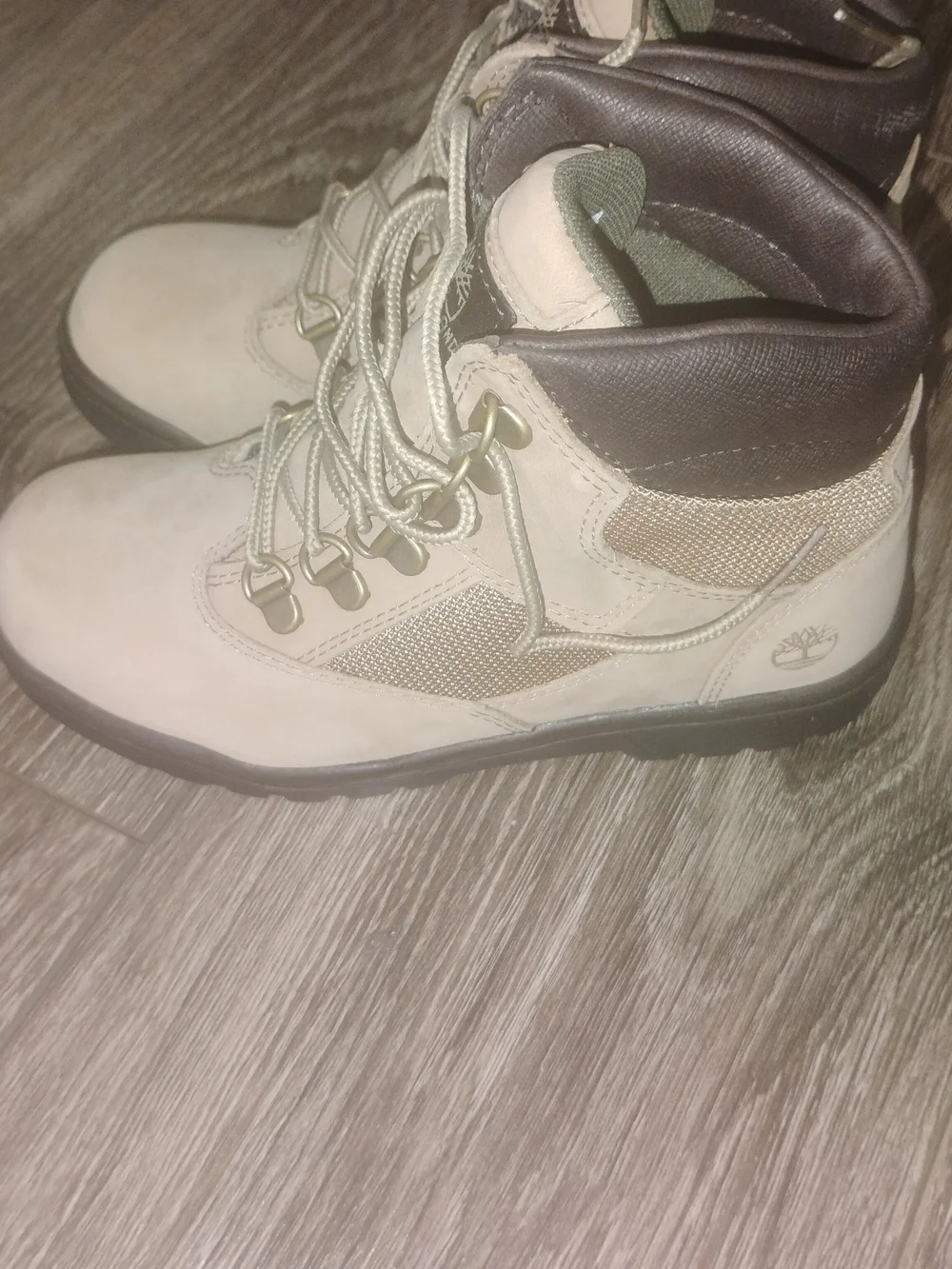 Kids Timbaland Beige Tan Lace-Up Winter Boots